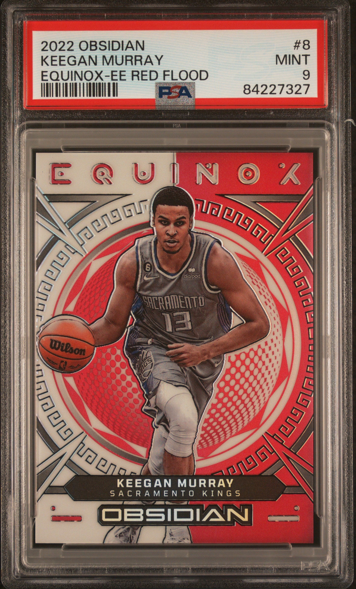 2022 Panini Obsidian Equinox #8 Keegan Murray Electric Etch Red Flood PSA 9