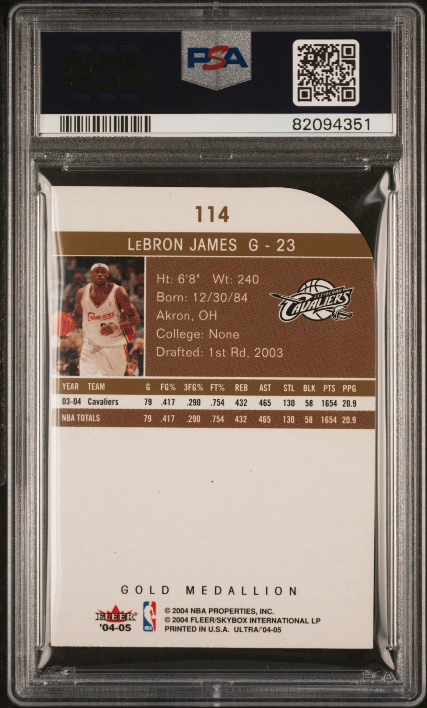 2004 Ultra Gold Medallion LeBron James #114 PSA 7