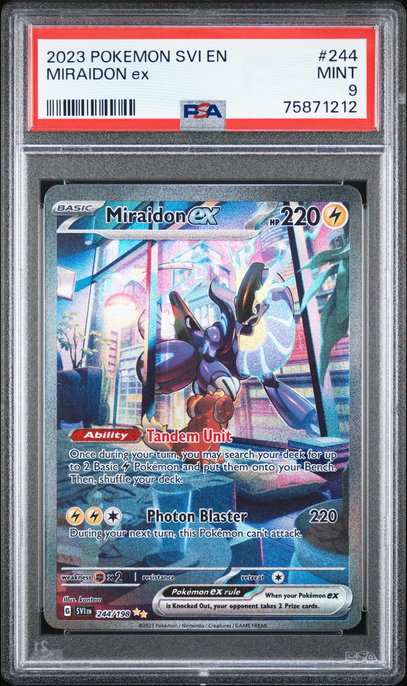 2023 Pokemon Scarlet and Violet #244 Miraidon Ex PSA 9