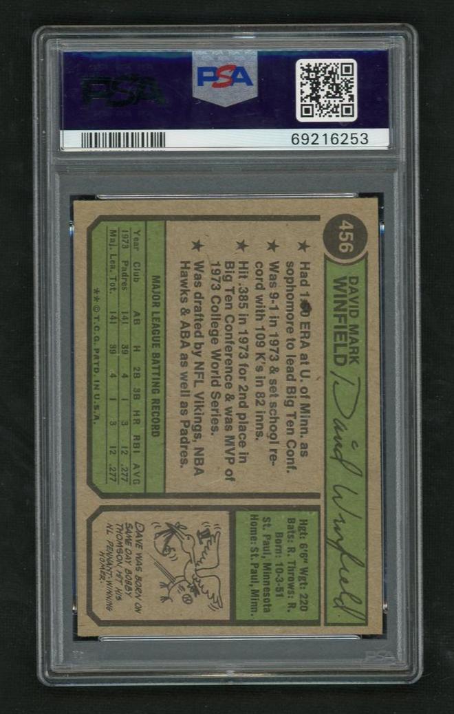 1974 Topps Dave Winfield #456 PSA 4