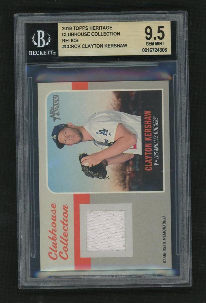 2019 Topps Heritage Clubhouse Collection Relic Clayton Kershaw #CCR-CK BGS 9.5