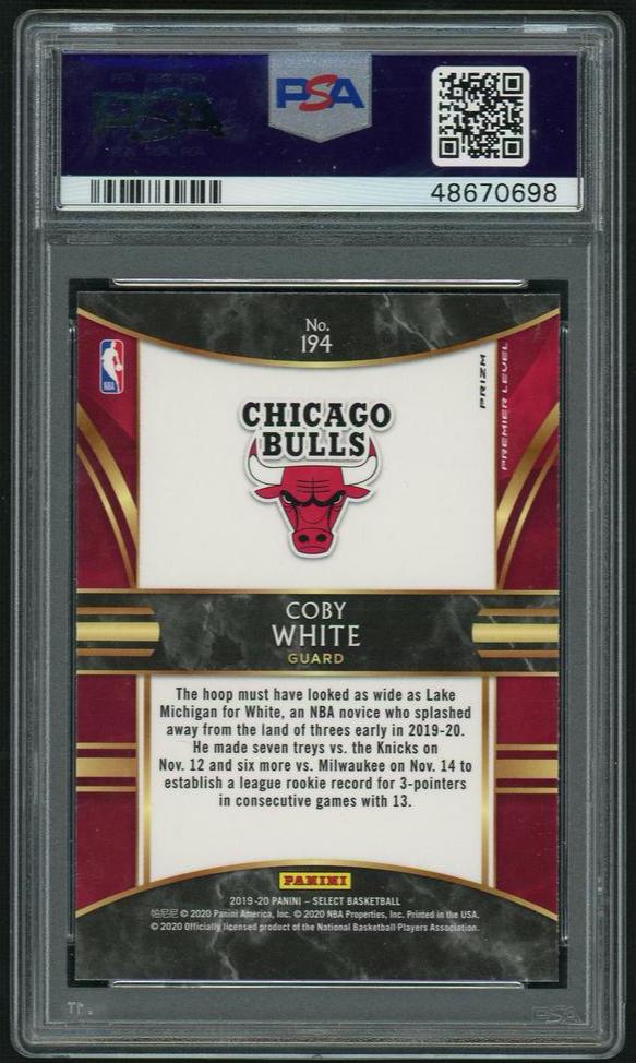 2019 Panini Select Silver Prizm Coby White #194 PSA 10 RC