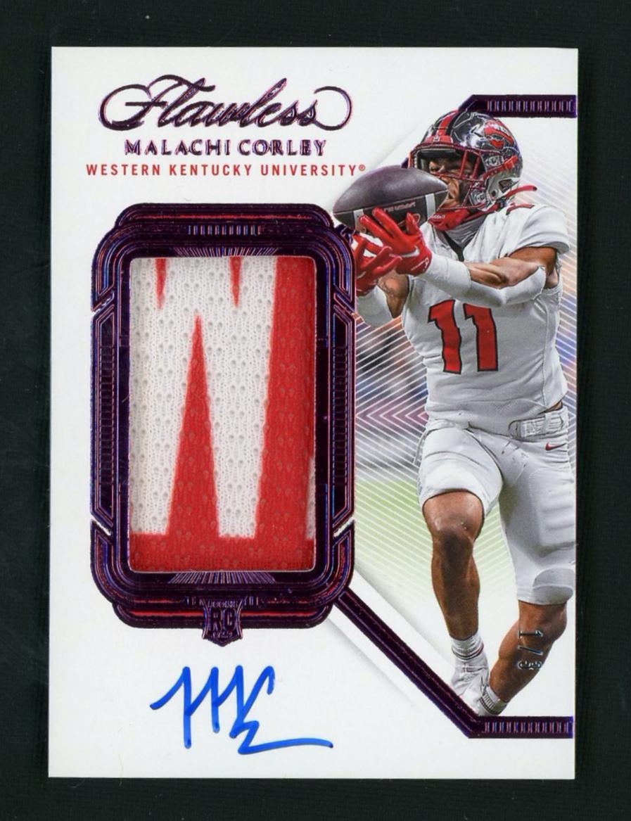 2024 Panini Flawless Collegiate 154 Malachi Corley Flawless Rookie Western Kentucky University Auto