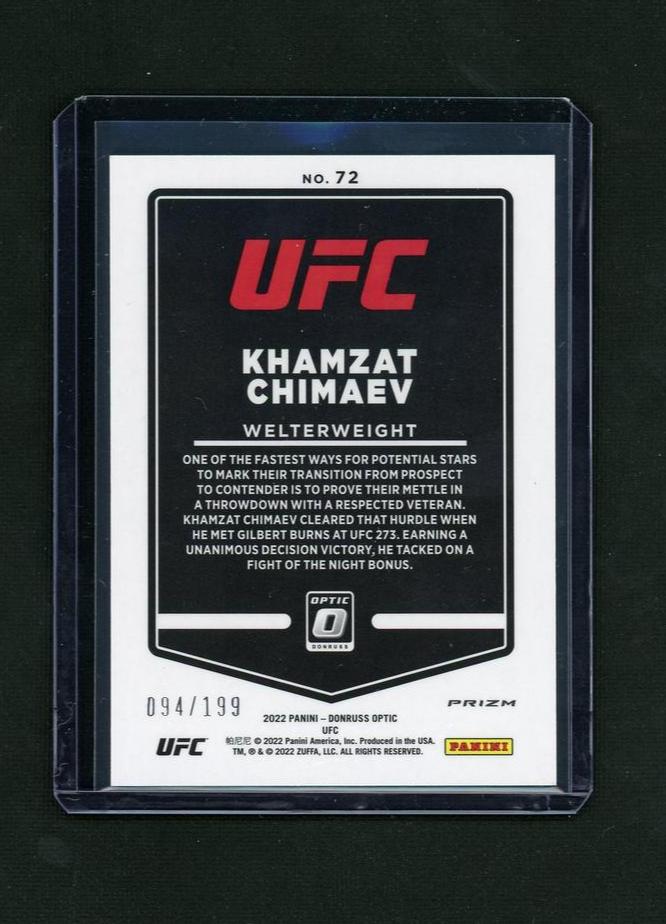 2022 Panini Donruss Optic #72 Khamzat Chimaev Prizm /199