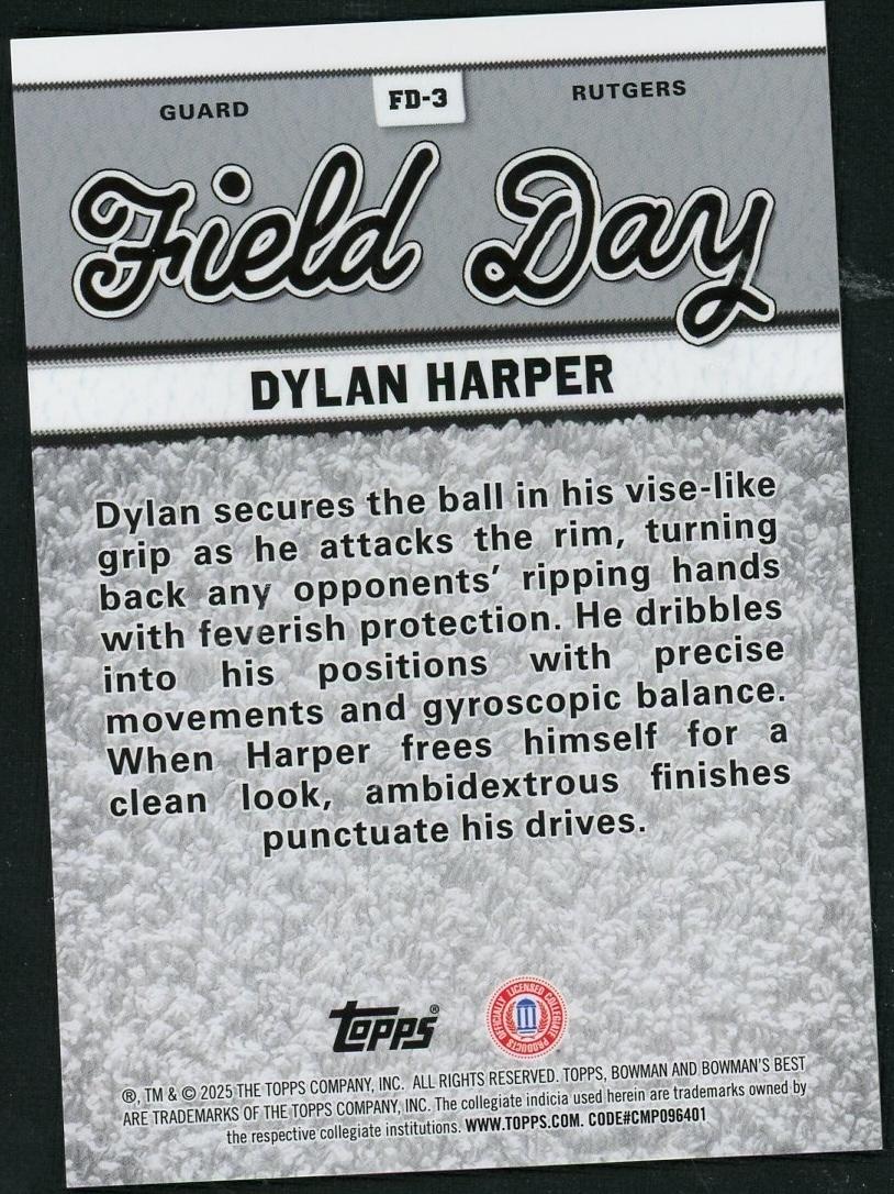 2025 Topps Bowman U Best Field Day Dylan Harper #FD-3 1/1