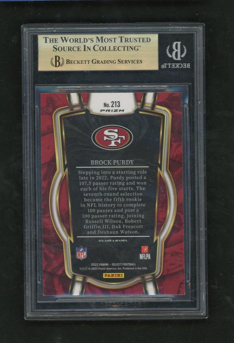 2022 Panini Select Prizm Silver Brock Purdy #213 RC BGS 9.5
