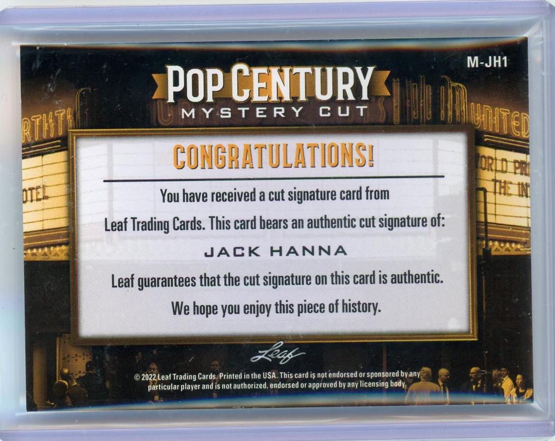 2022 Leaf Pop Century Mystery Cut Jack Hanna M-JH1 Auto