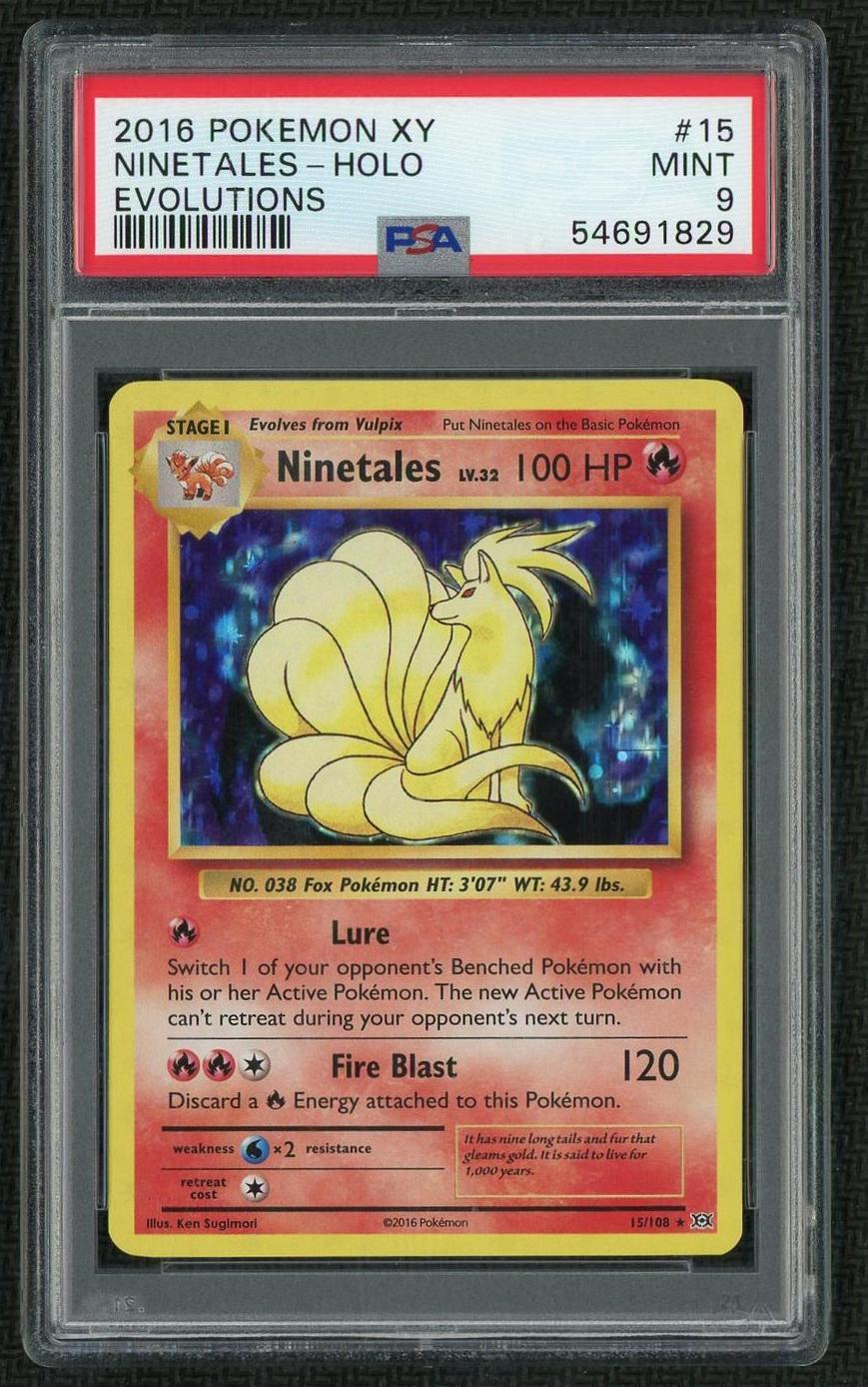 2016 Pokemon XY Evolutions #15 Ninetales Holo PSA 9