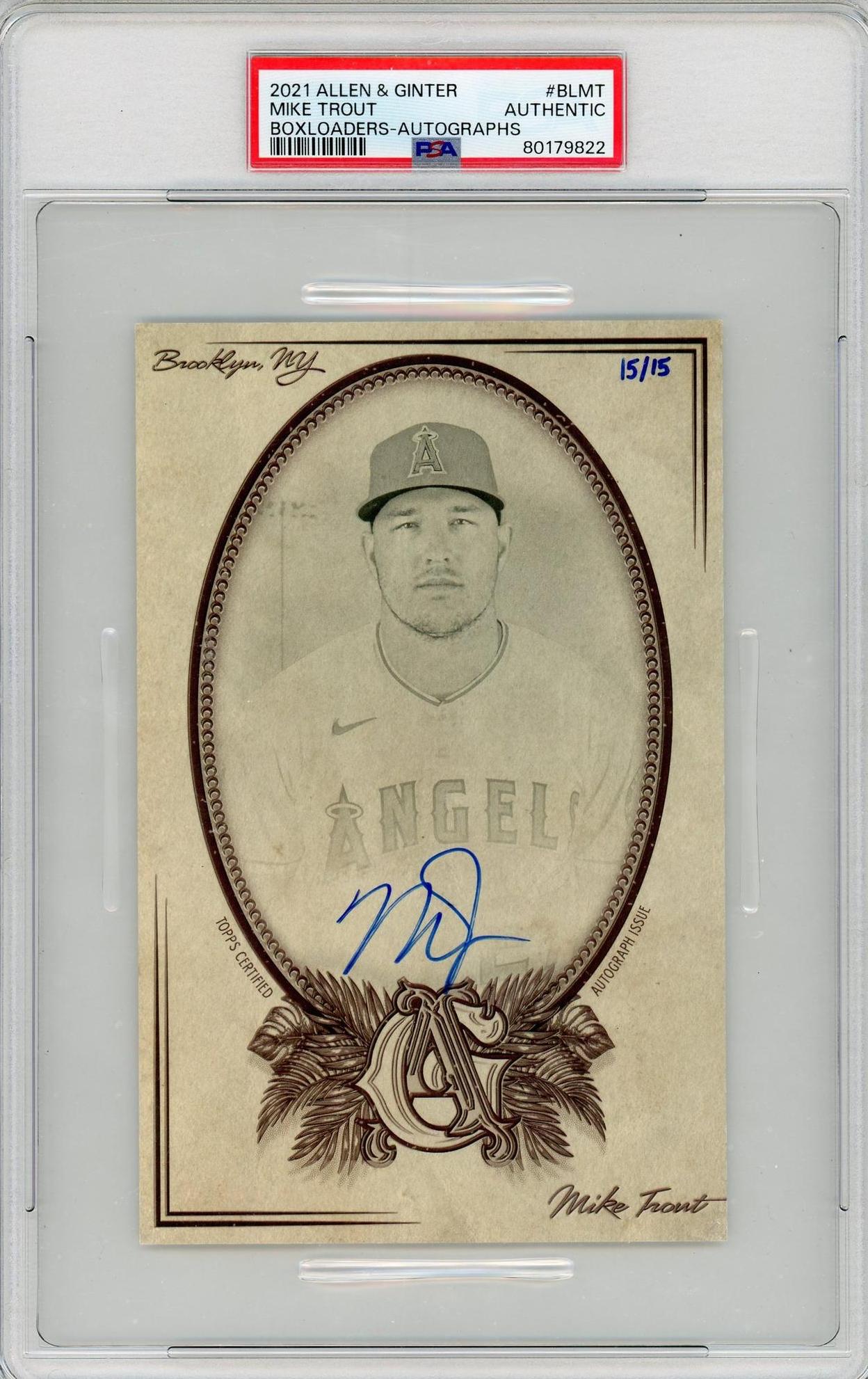 2021 Topps Allen & Ginter Boxloaders #BLMT Mike Trout Autograph PSA 0