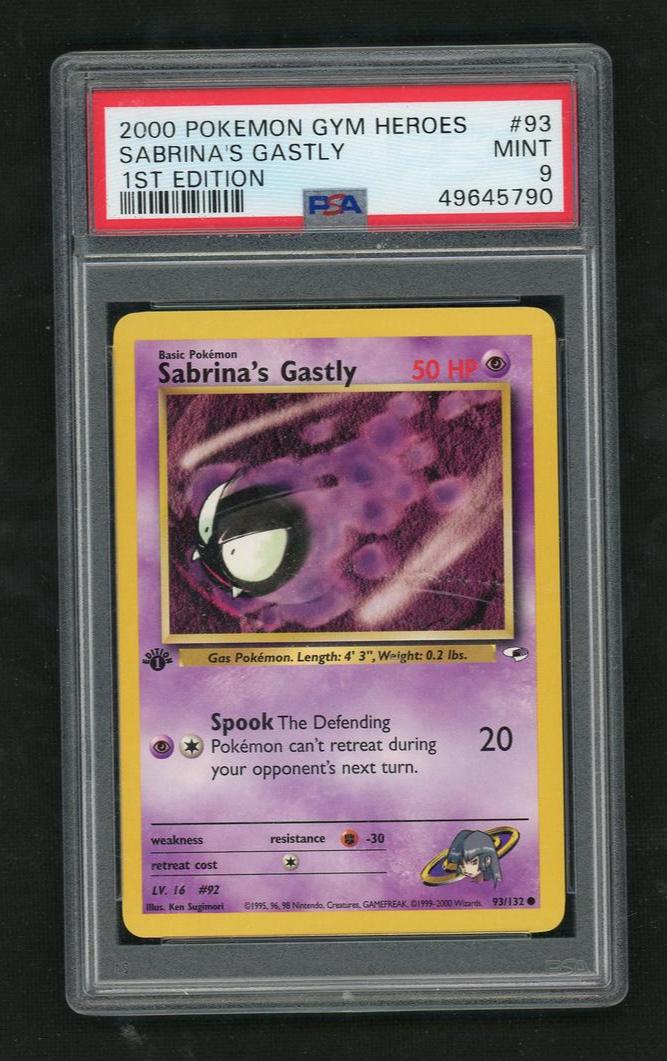 2000 Pokémon Gym Heroes Sabrina's Gastly #93 1st Edition PSA 9