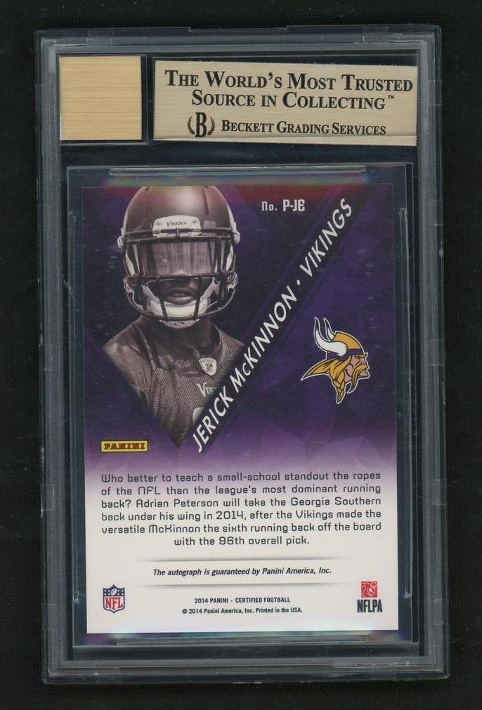 2014 Panini Certified PJE Jerick McKinnon Certified Potential Mirror Rookie /399 BGS 9.5 Gem Mint Minnesota Vikings Auto