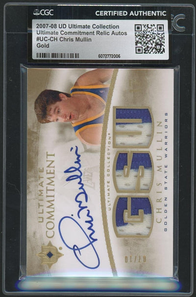 2007 UD Ultimate Collection Chris Mullin Ultimate Commitment Auto /20 CGC Auth