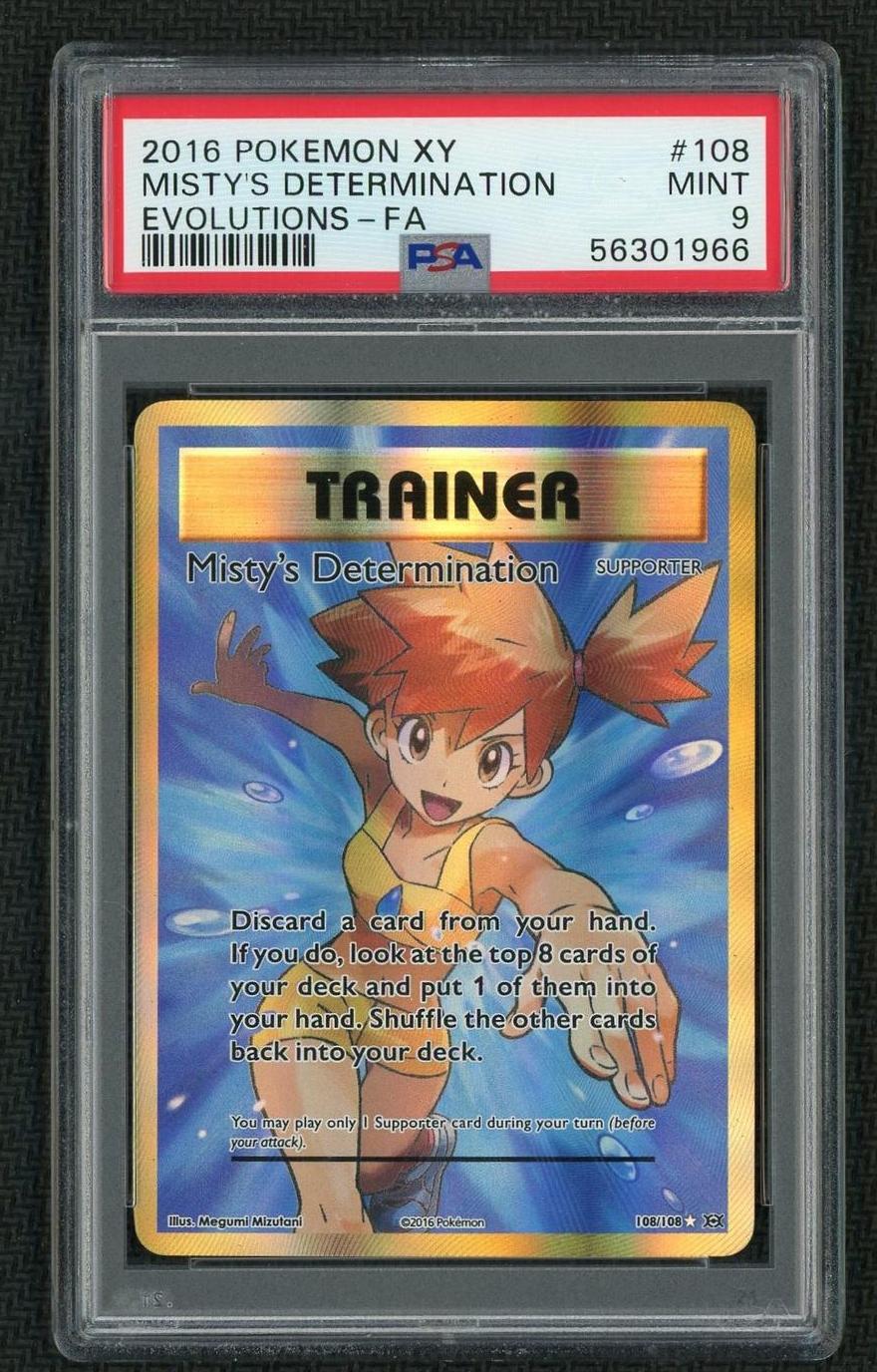 2016 Pokemon XY Evolutions #108 Misty's Determination Reverse Holo PSA 9