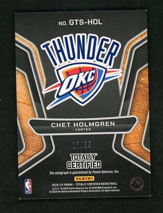 2023 Panini Totally Certified GTS-HOL Chet Holmgren Gold Team Rookie Oklahoma City Thunder Auto