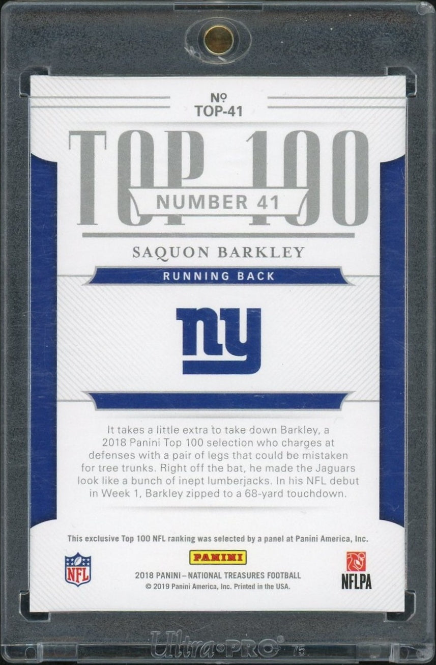 2018 Panini National Treasures #TOP-41 Saquon Barkley Top 100 /75 