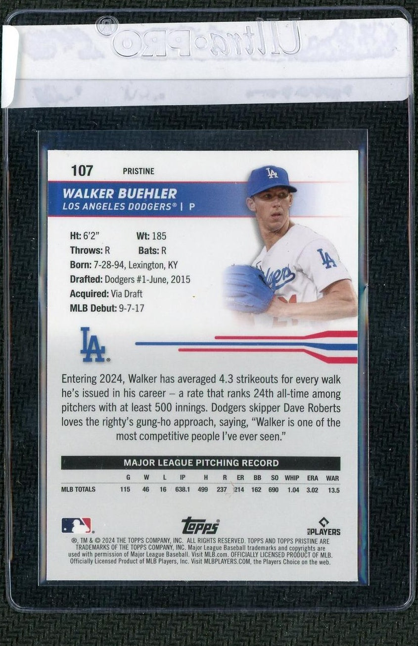 2024 Topps Pristine #107 Walker Buehler /75 Los Angeles Dodgers