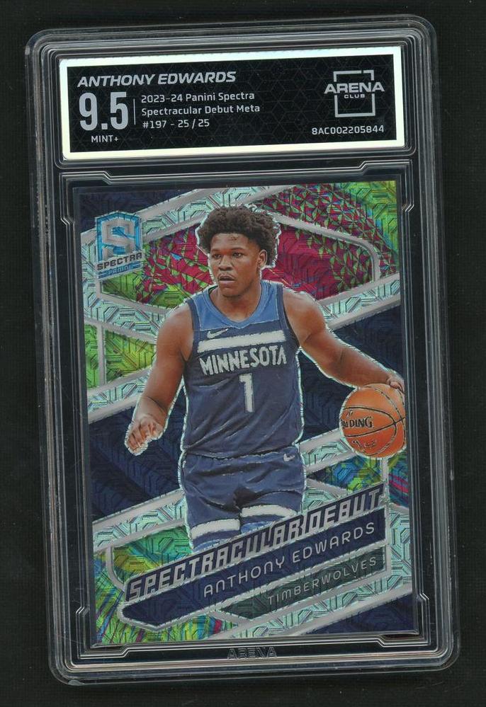 2023 Panini Spectra 197 Anthony Edwards Spectacular Debut Meta 25/25 Arena 9.5 Mint Minnesota Timberwolves