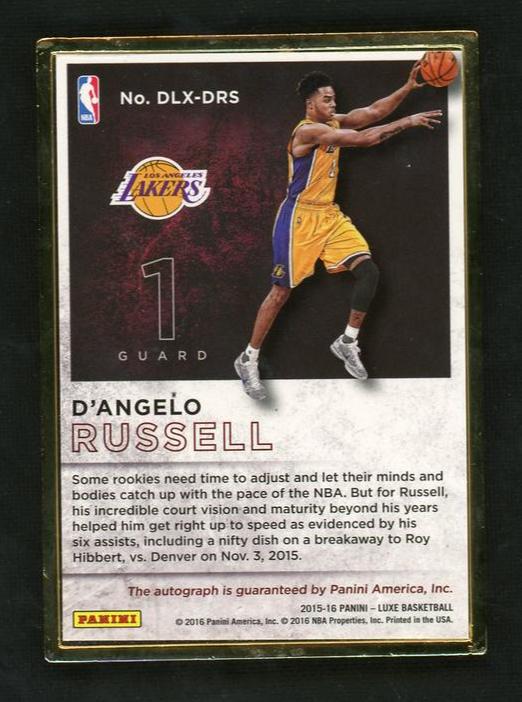 2015 Panini Luxe D'Angelo Russell #DLX-DRS RC Auto /25