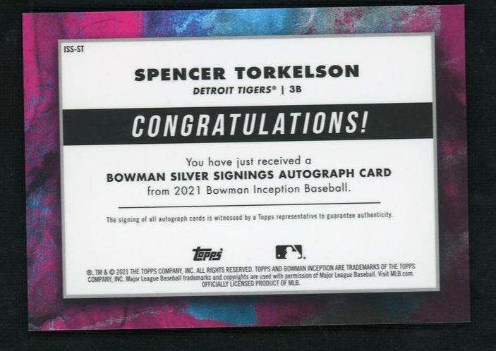2021 Topps Inception Silver Signings Spencer Torkelson #ISS-ST Auto /90