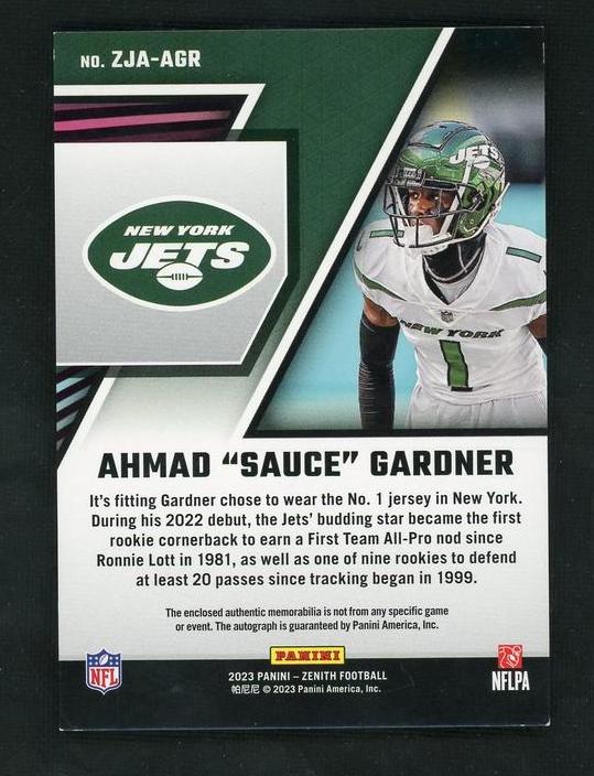 2023 Panini Zenith Z-Jersey Ahmad Sauce Gardner #ZJA-AGR Patch Auto /149