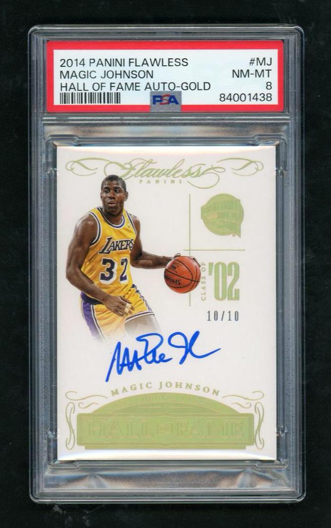 2014 Panini Flawless Hall of Fame Autograph #MJ Magic Johnson Gold PSA 8