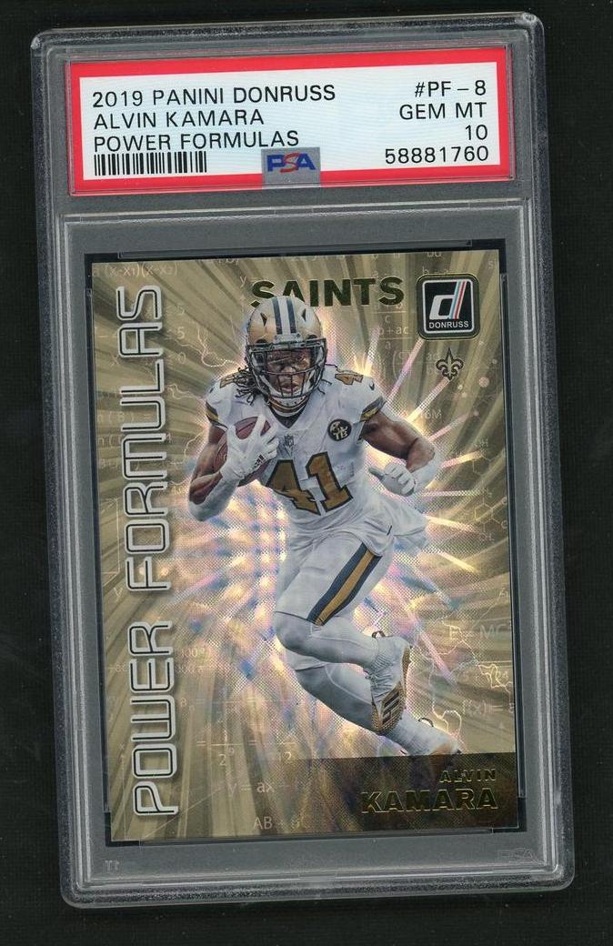 2019 Panini Donruss PF-8 Alvin Kamara Power Formulas PSA 10 Gem Mint Saints