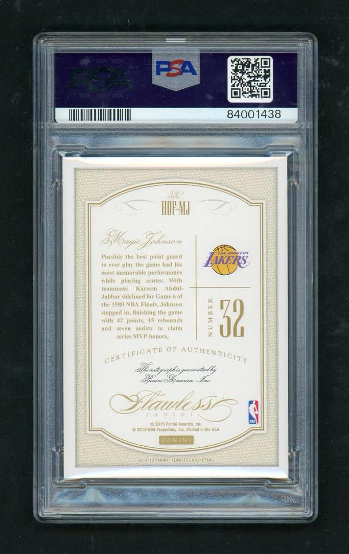 2014 Panini Flawless Hall of Fame Autograph #MJ Magic Johnson Gold PSA 8