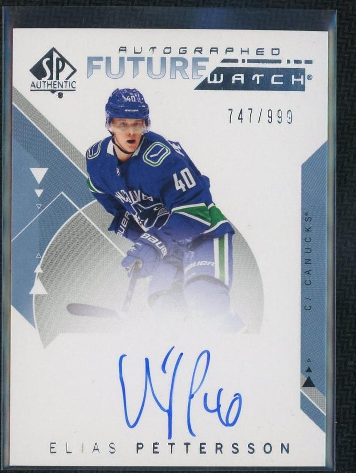 2018 Upper Deck SP Authentic #189 Elias Pettersson Future Watch Rookie /999