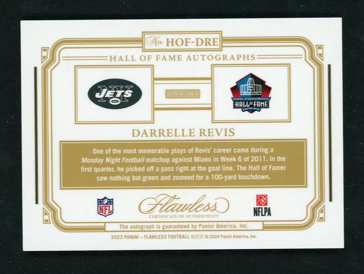 2023 Panini Flawless Hall of Fame Autographs Darrelle Revis #HOF-DRE Auto /20