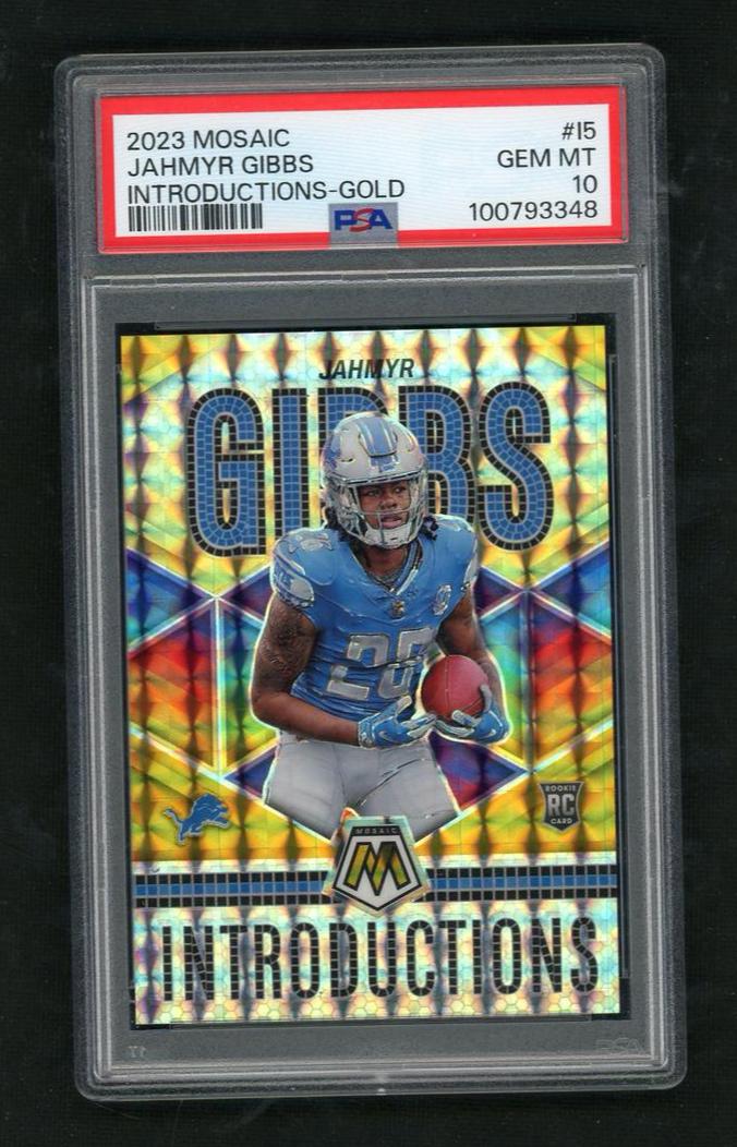 2023 Panini Mosaic Introductions #I5 Jahmyr Gibbs Gold PSA 10