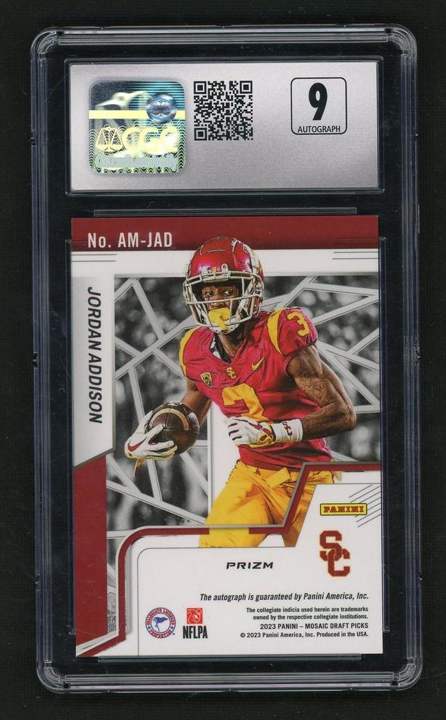 2023 Panini Mosaic Draft Picks Autographs Jordan Addison #AM-JAD CGC 10 Auto 9