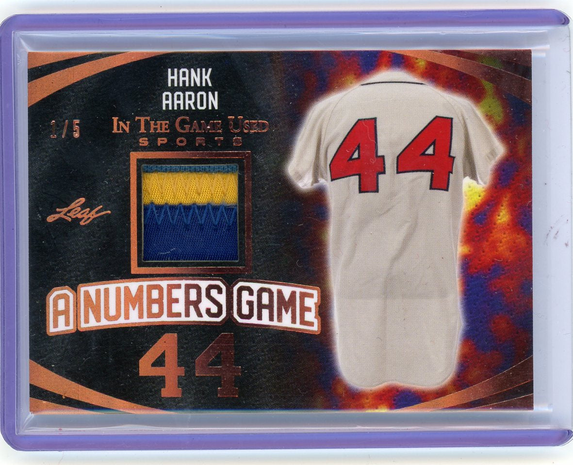 2024 Leaf In The Game Used Sports #ANG-17 Hank Aaron A Numbers Game /5 jersey