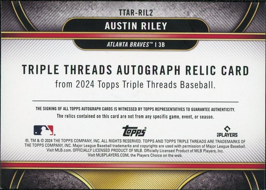 2024 Topps Triple Threads Austin Riley Patch Auto /36