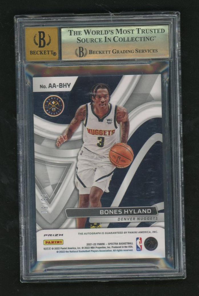 2021 Panini Spectra AA-BHY Bones Hyland Aspiring Autographs Green Rookie Beckett 9.5 Gem Mint Denver Nuggets