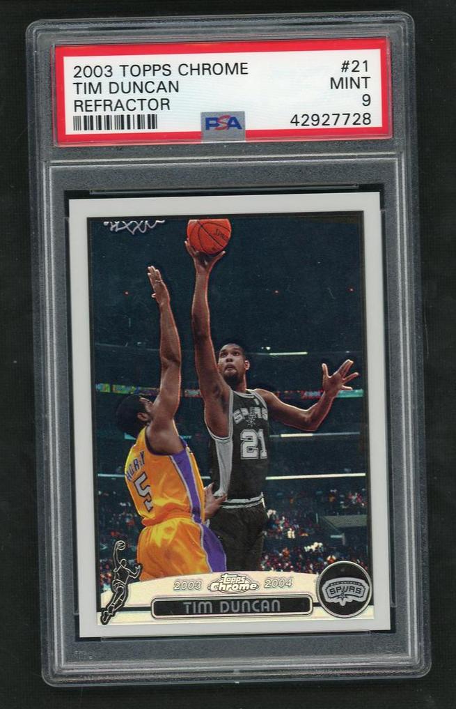 2003 Topps Chrome Refractor Tim Duncan #21 PSA 9