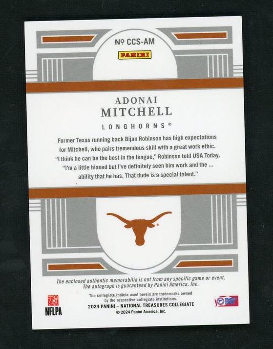 2024 Panini National Treasures Adonai Mitchell #CCS-AM RC Patch Auto /10