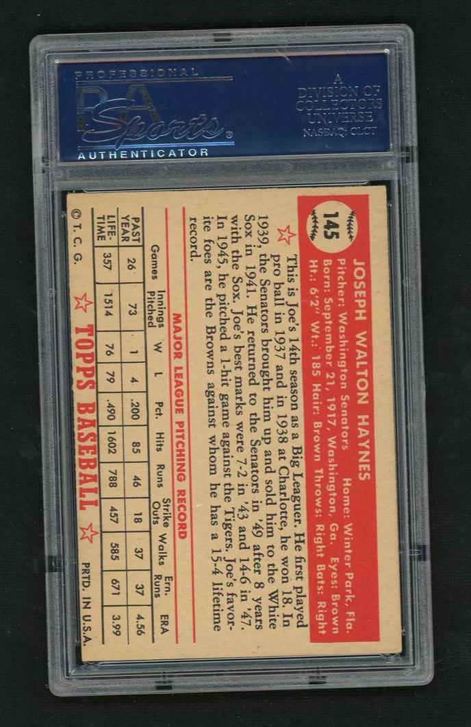 1952 Topps 145 Joe Haynes PSA 5 EX