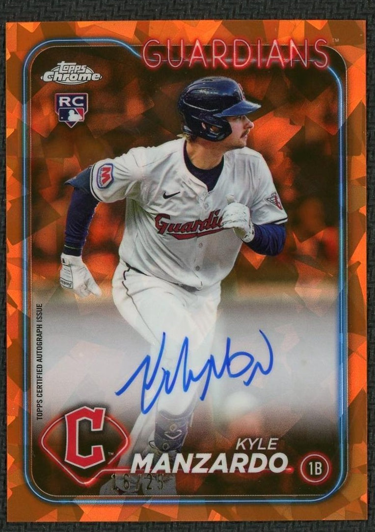 2024 Topps Chrome Sapphire Orange Kyle Manzardo Rookie Auto /25