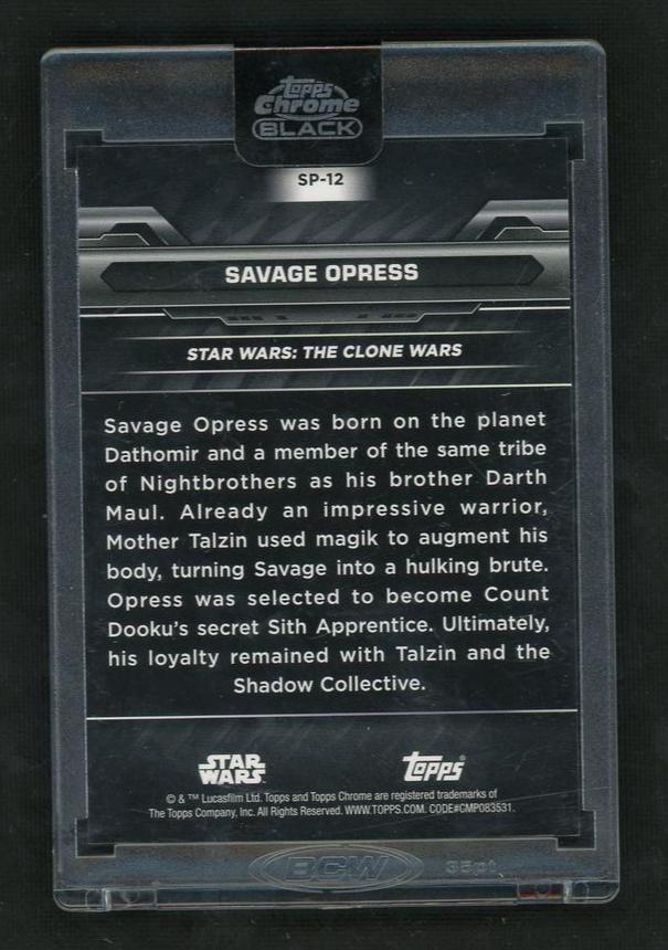 2022 Topps Chrome Black Savage Opress #SP-12