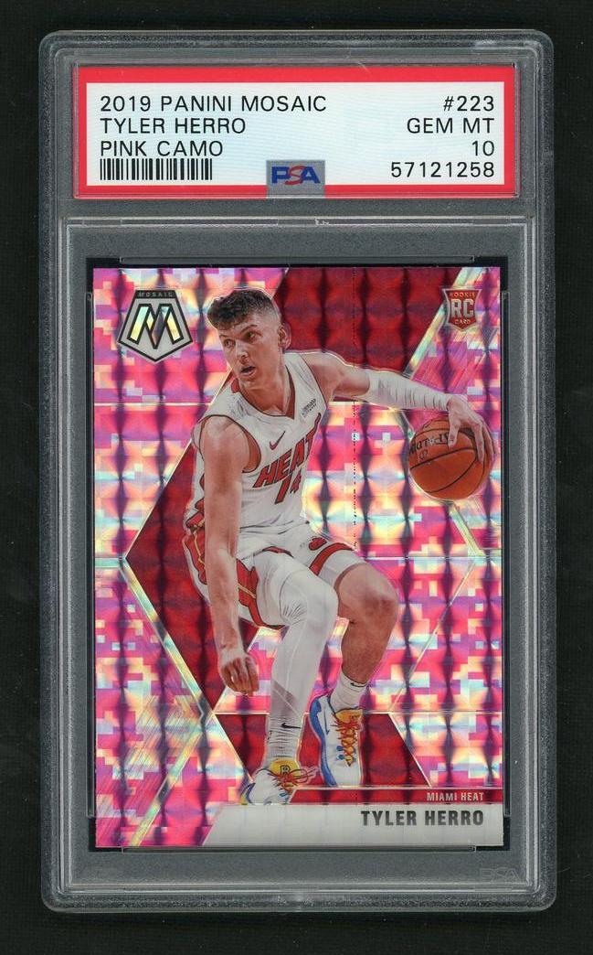 2019 Panini Mosaic Pink Camo Tyler Herro #223 RC PSA 10