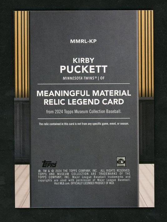 2024 Topps Museum Meaningful Material Kirby Puckett #MML-KP /49