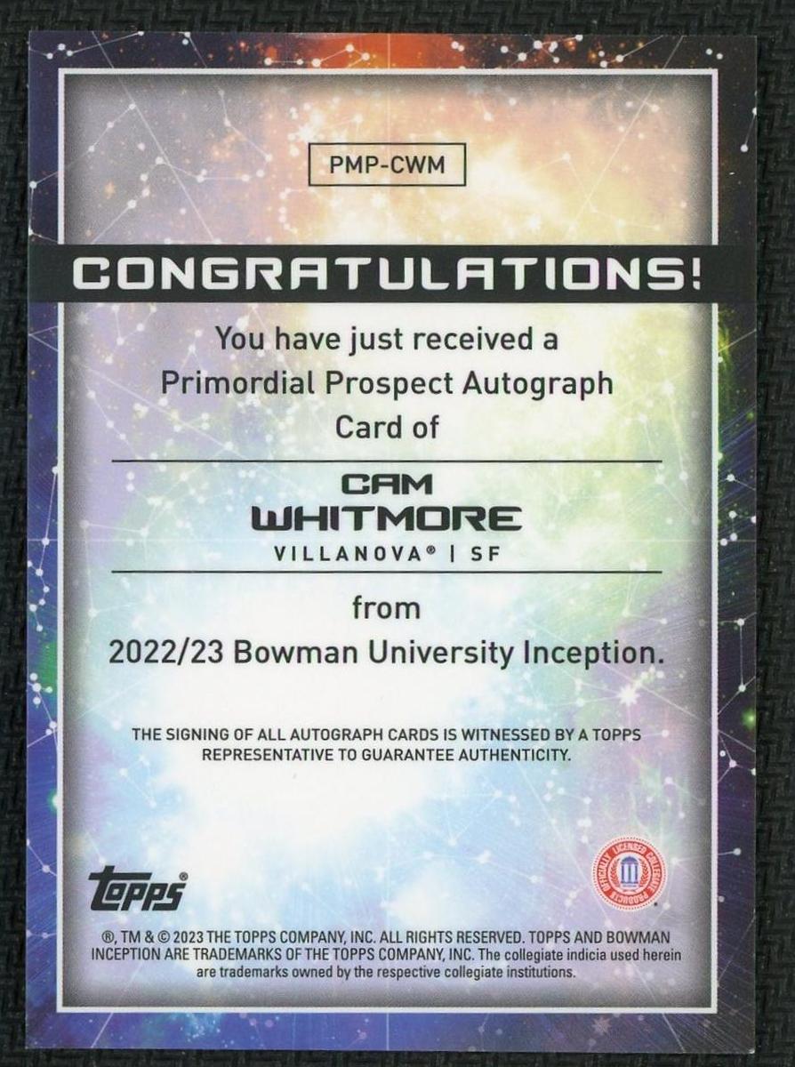 2022 Bowman Cam Whitmore Primordial Prospect Auto /50