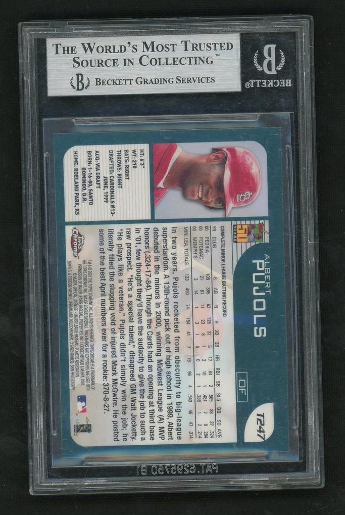 2001 Topps Chrome T247 Albert Pujols Rookie BGS 9 Mint St. Louis Cardinals