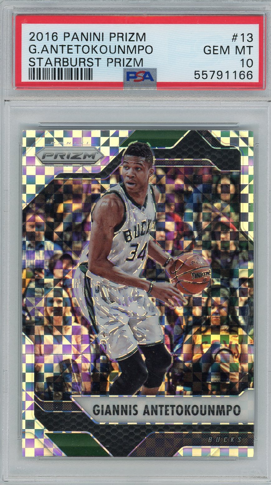 2016 Panini Prizm #13 Giannis Antetokounmpo Starburst Prizm PSA 10