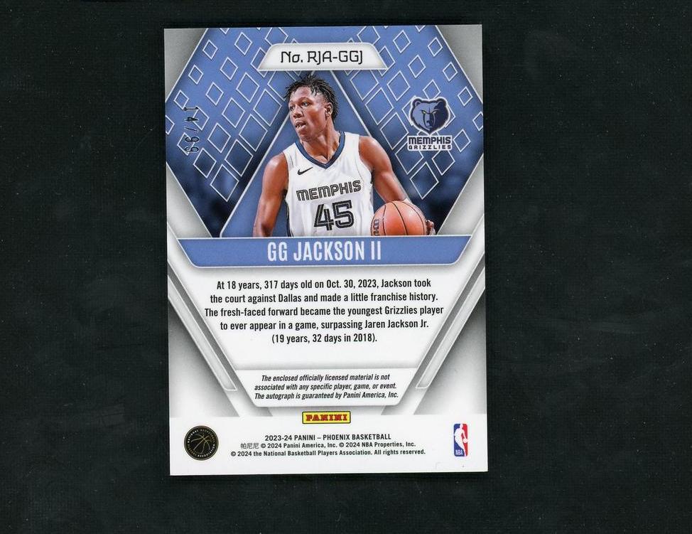 2023-24 Panini Phoenix Purple GG Jackson II #RJA-GGJ RC RPA /99