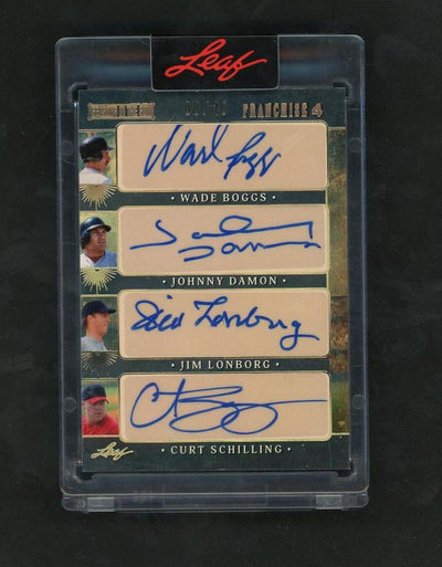 2023 Leaf Franchise 4 Wade Boggs/Johnny Damon/Jim Lonborg/Curt Schilling Auto #TF-42 /5