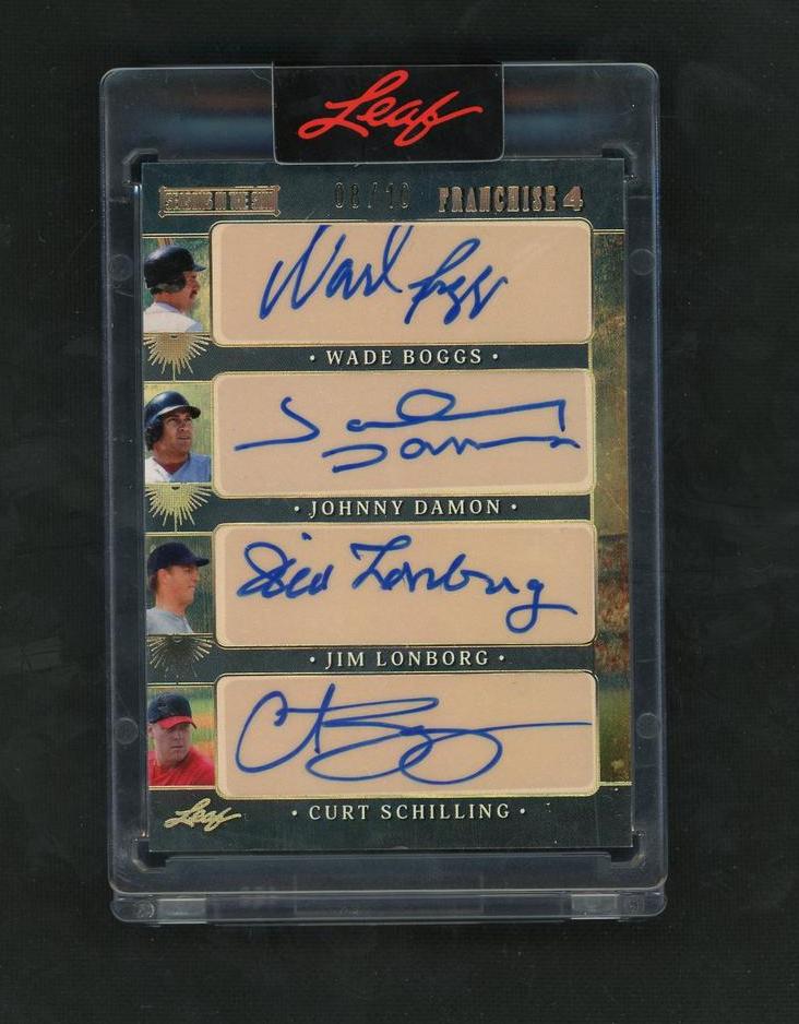 2023 Leaf Franchise 4 Wade Boggs/Johnny Damon/Jim Lonborg/Curt Schilling Auto #TF-42 /5