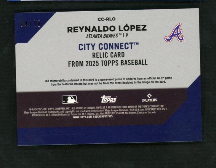 2023 Topps Baseball CC-RLO Reynaldo Lopez City Connect /700 Atlanta Braves