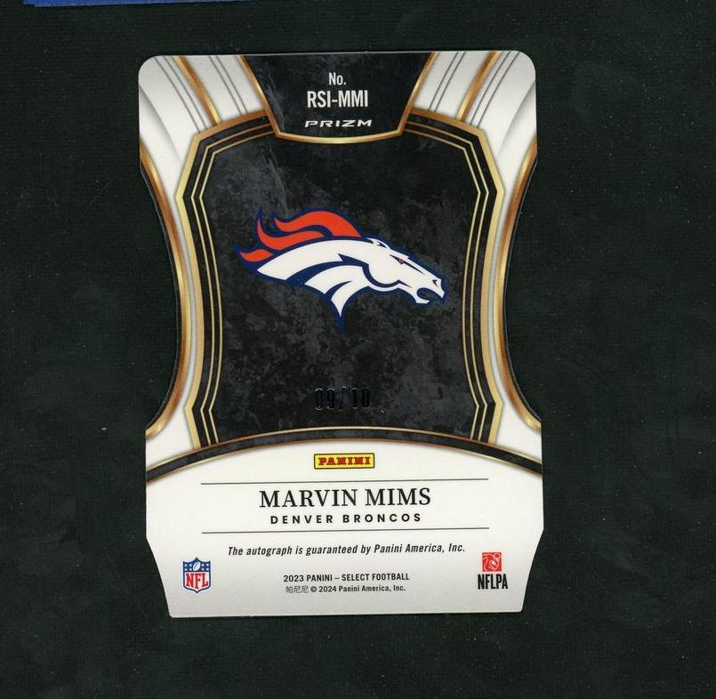 2023 Panini Select Rookie Signatures Gold Prizm Marvin Mims #RSI-MMI RC Auto /10