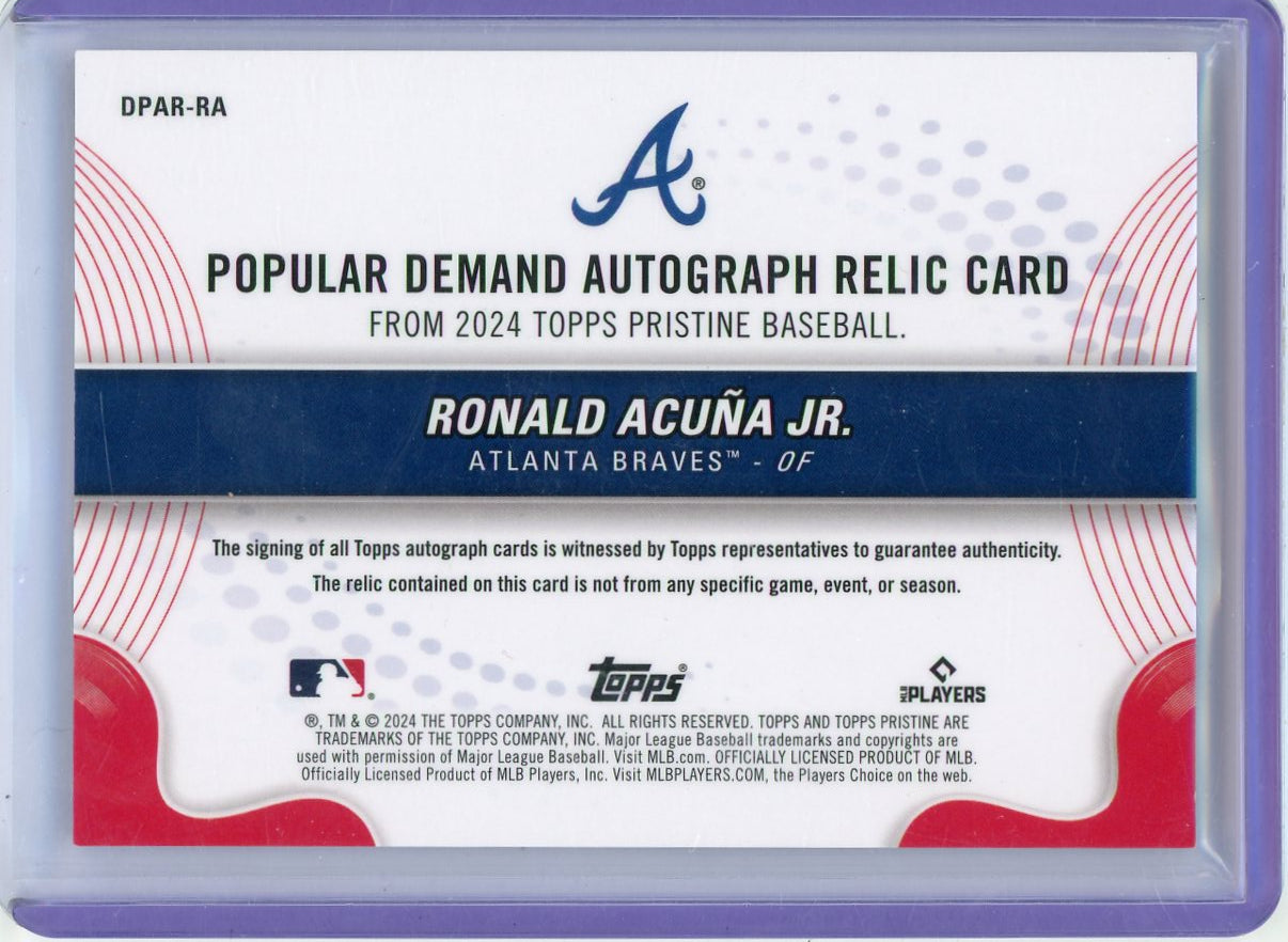 2024 Topps Pristine Ronald Acuna Jr. Popular Demand /50 Gold Patch Auto 